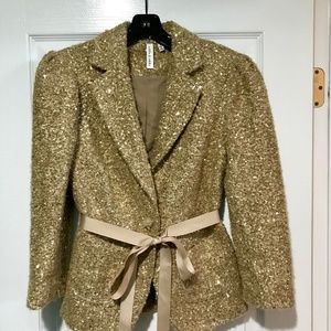 Robert Rodriguez gold jacket with ribbon belt sz S